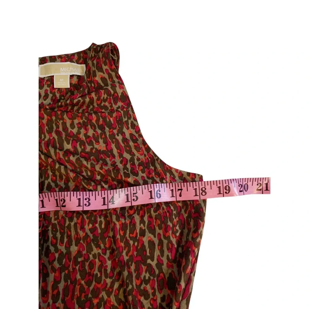 Michael Kors‎ Womens Faux Wrap Sheath Dress Sleeveless Crew Neck Animal Print